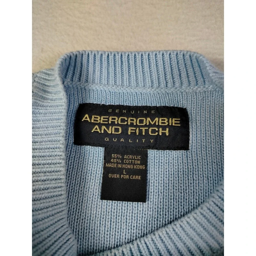Vintage‎ Abercrombie & Fitch Sweater Mens Blue Colorblock Y2K Preppy Casual